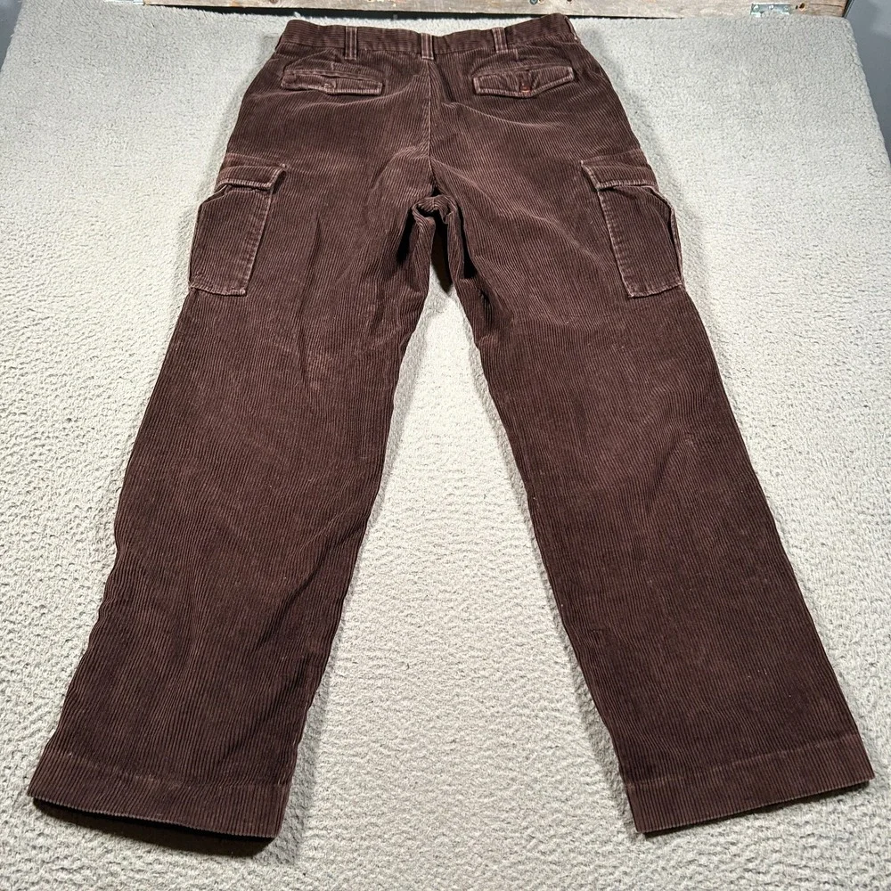 Vintage LL Bean Pants‎ Mens 34x30 Brown Corduroy Cargo Baggy Loose Skate Y2K Zip - Picture 2 of 10
